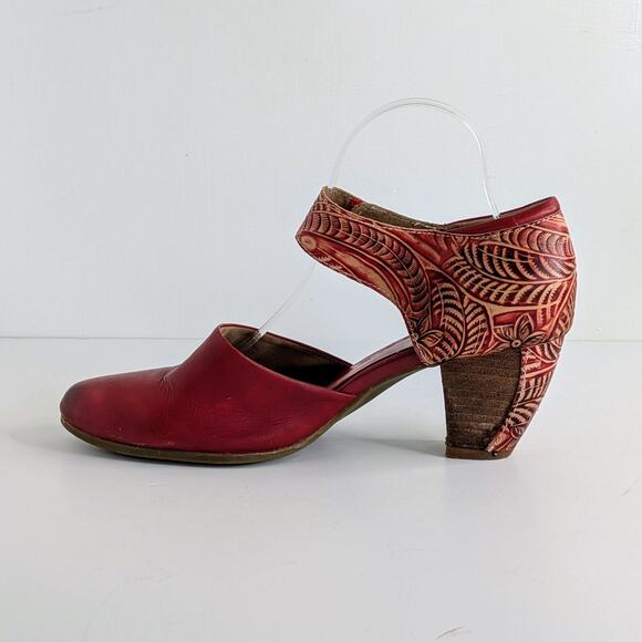 Spring Step Shoes L'Artiste Toolie Womens 41 Red Heels Leather D'Orsay Mary Jane - Picture 9 of 16